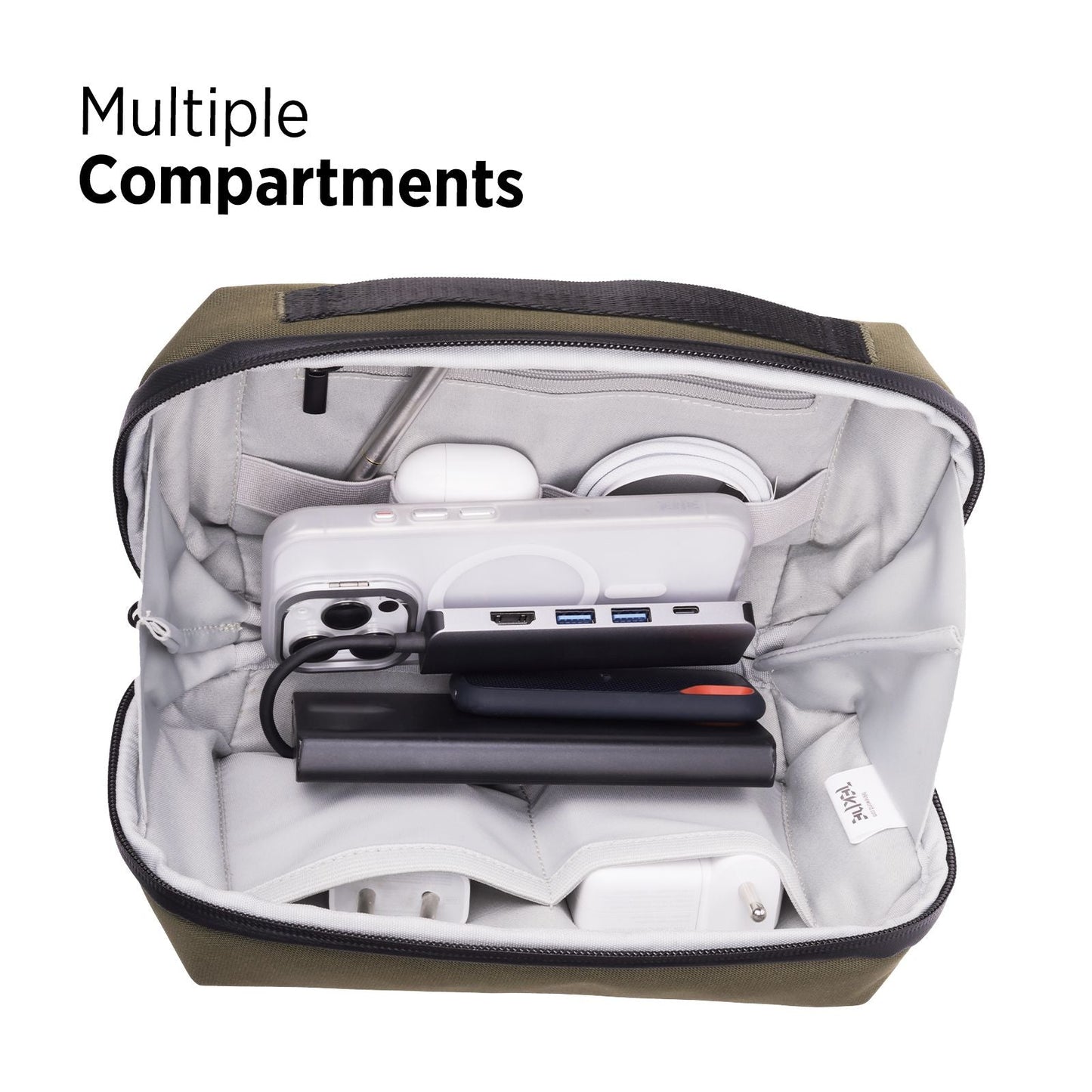 Tekne Gadget Organiser | Water-Resistant Tech Pouch with Multiple Compartments | Travel-Friendly 