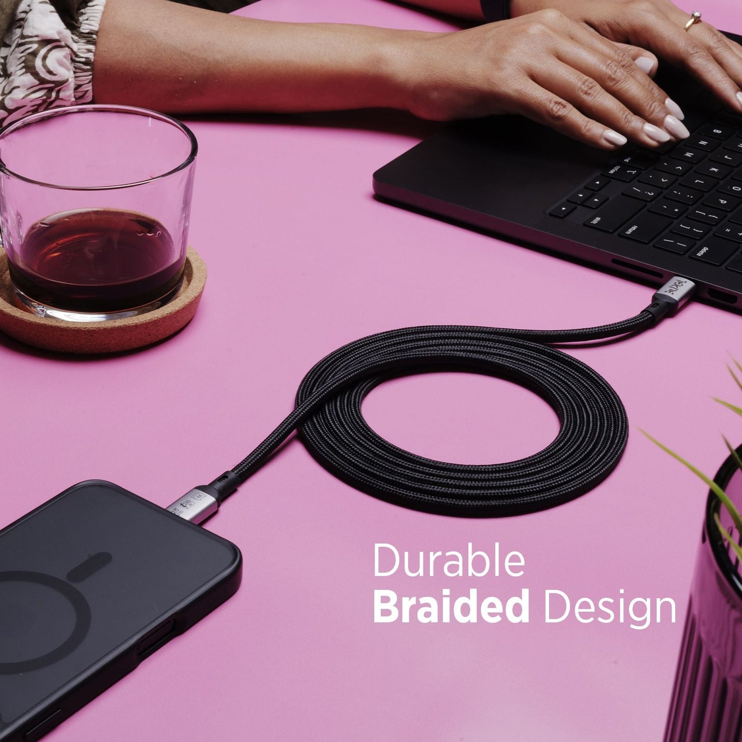 Tekne 240W USB4 Braided Cable | Ultra-Fast Charging & 20Gbps Data Transfer | Durable 2m Cable 